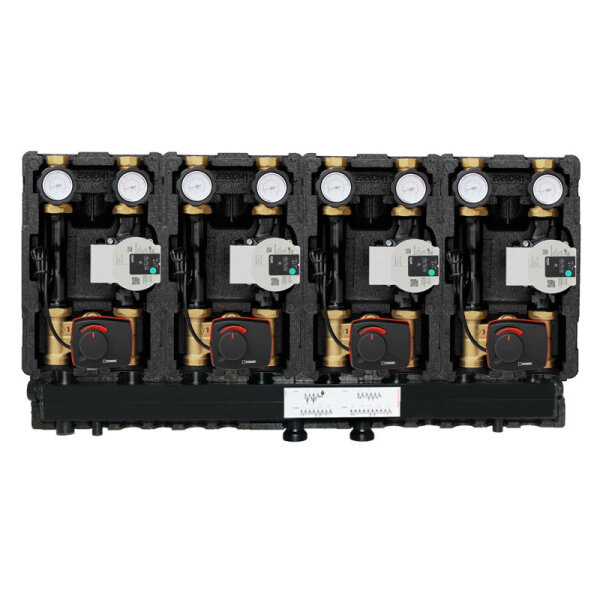 Modulverteiler Pumpengruppe 4-fach 4 x gemischter Heizkreis Heizkreisset 3 Wege