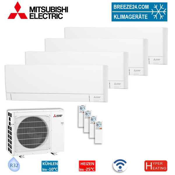 Mitsubishi Electric Set 4 Wandgeräte 1,5/2,0kW 2 x MSZ-AY15VGKP + 2x MSZ-AY20VGKP + MXZ-4F83VFHZ2 Hyper Heating
