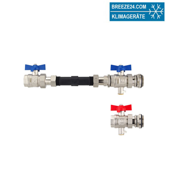 Anschluss-Set für Wärmezähler mit 3/4" Gewinde - 110 mm - Durchgangsform