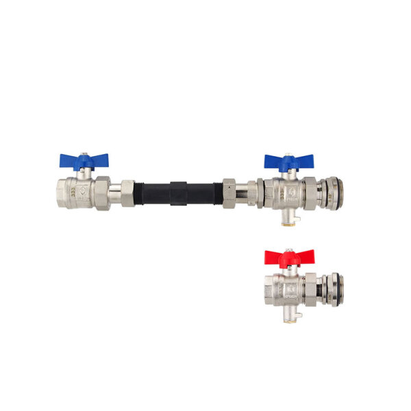 Anschluss-Set für Wärmezähler mit 3/4" Gewinde - 110 mm - Durchgangsform