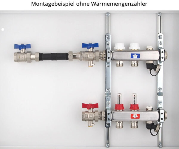 Anschluss-Set für Wärmezähler mit 3/4" Gewinde - 110 mm - Durchgangsform