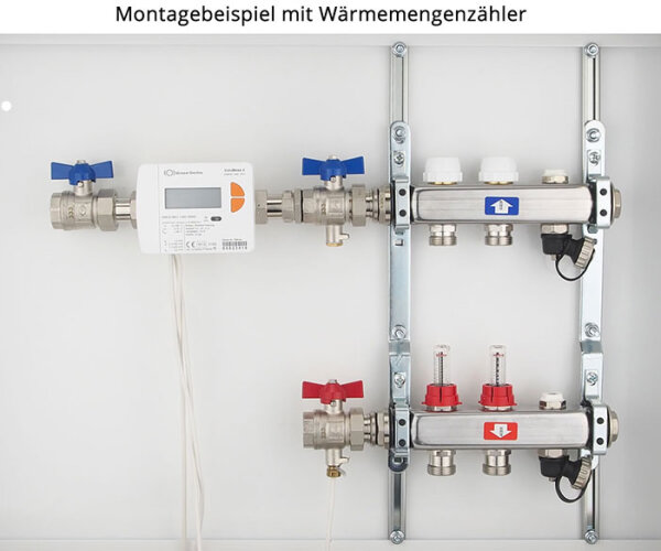 Anschluss-Set für Wärmezähler mit 3/4" Gewinde - 110 mm - Durchgangsform