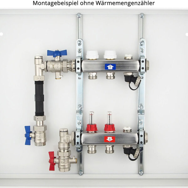 Anschluss-Set für Wärmezähler mit 3/4" Gewinde - 110 mm - Winkelform