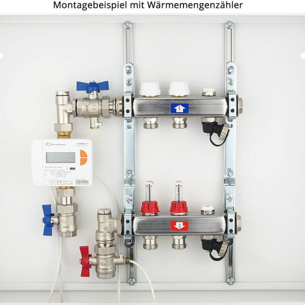 Anschluss-Set für Wärmezähler mit 3/4" Gewinde - 110 mm - Winkelform