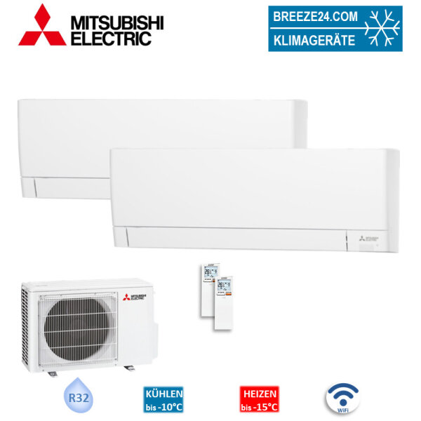Mitsubishi Electric Set 3 Wandgeräte Kompakt WiFi 1,5/5,0 kW MSZ-AY15VGKP + MSZ-AY50VGKP + MXZ-3F54VF4