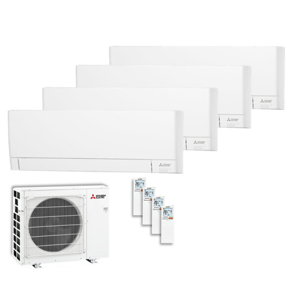 Mitsubishi Electric Set 4 Wandgeräte Kompakt WiFi 2,0 kW 4 x MSZ-AY20VGKP + MXZ-4F72VF4 R32