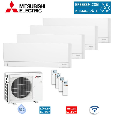 Mitsubishi Electric Set 2 x MSZ-AY20VGKP + 2 x MSZ-AY25VGKP + MXZ-4F72VF4 WiFi Wandgeräte Kompakt