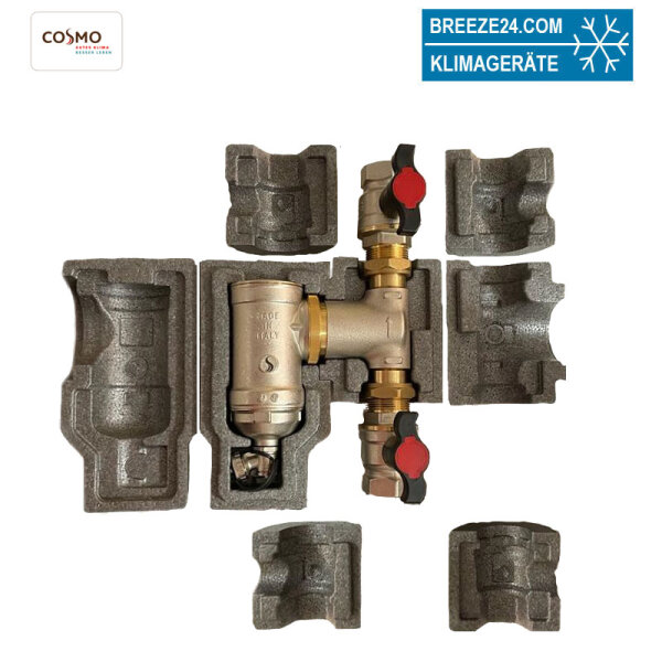COSMO CMSA Magnetitabscheider 1 1/4" | 1 1/2" Messing mit Isolierung und 2 Kugelhähnen.