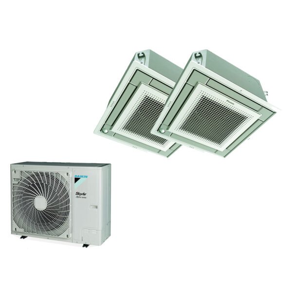 Daikin Klimaanlagen Set 2 x 4-Wege-Deckenkassette FFA50A9-0 | Silber | Blende BYFQ60CS + RZAG100NY1