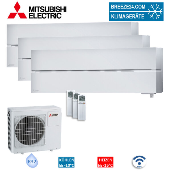 Mitsubishi Electric Set 3 Wandgeräte Diamond WiFi MSZ-LN18VG2W+MSZ-LN25VG2W+MSZ-LN35VG2W+MXZ-3F54VF4
