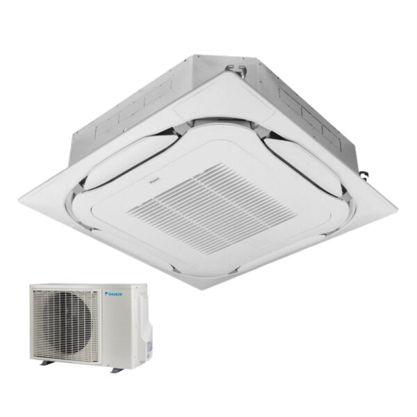 Daikin Set 4-Wege-Deckenkassette FCAG60B-1 + Blende BYCQ140E standard weiss + RXM60A 5,7 kW R32