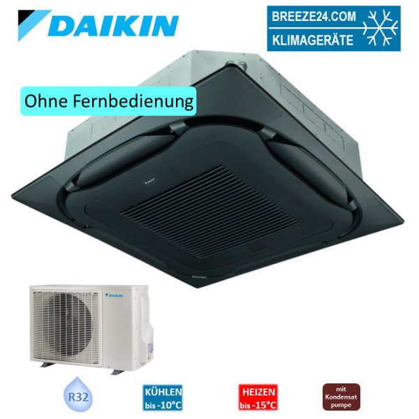 Daikin Set 4-Wege-Deckenkassette FCAG60B-3 + Blende BYCQ140EB standard schwarz + RXM60A 5,7 kW