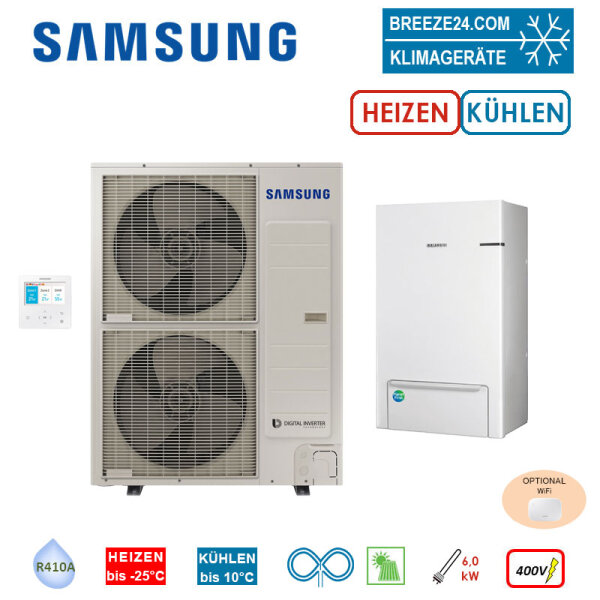 SAMSUNG AE160AXEDGH Luft/Wasser Wärmepumpe 16 kW + Hydromodul AE160RNYDGG mit 6 kW Heizstab