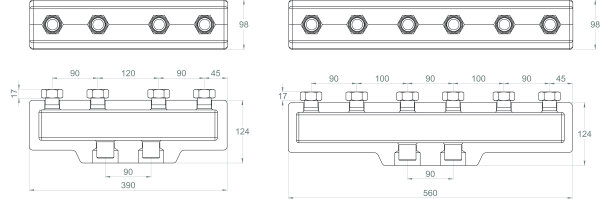 LK Armatur LK 860 Verteilerleiste 2-fach | C/C 90 | 182125