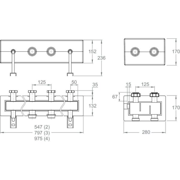 LK Armatur LK 860 Verteilerleiste | 2-fach | ohne hydraulischer Weiche | G 1 1/2" | C/C 125 | 182348