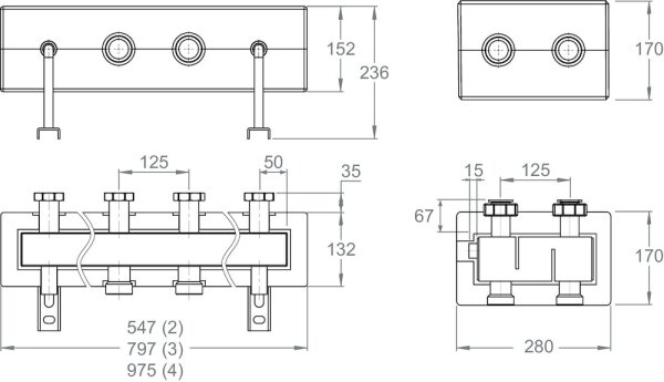 LK Armatur LK 860 Verteilerleiste | 4-fach | ohne hydraulischer Weiche | G 1 1/2" | C/C 125 | 182417