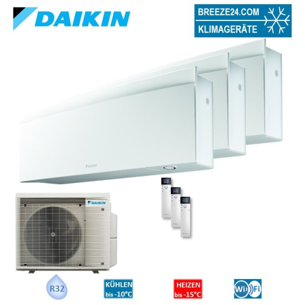 Daikin Set 3 Wandgeräte Emura WiFi 2,3 kW 3 x FTXJ20AW9 + 3MXM40A2V1B(9/8) -  R32