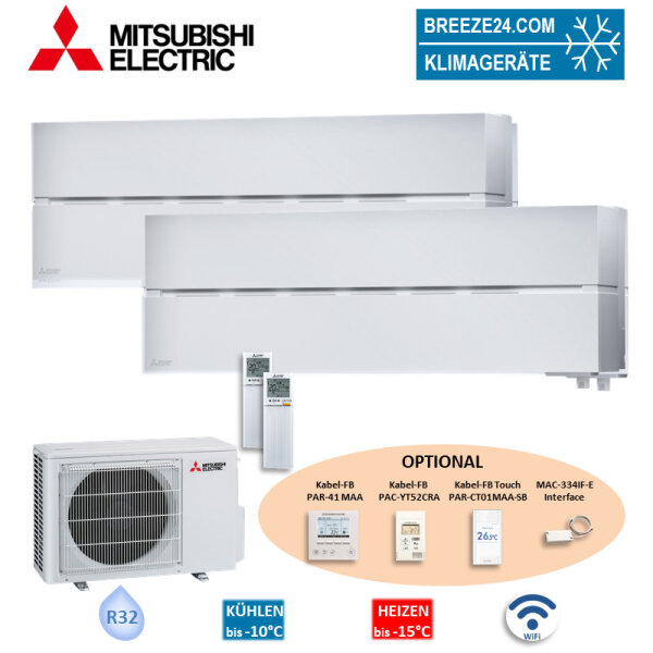 Mitsubishi Electric Set 2 x MSZ-LN18VG2W + MXZ-2F42VF4 Wandgeräte Diamond WiFi 1,8 kW  Klimaanlage