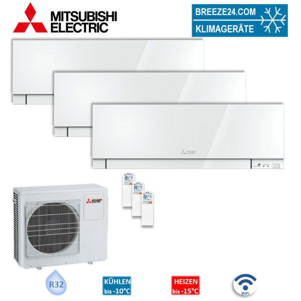 Mitsubishi Electric Set 2 x MSZ-EF18VGKW + MSZ-EF35VGKW + MXZ-3F54VF4 Wandgeräte Premium 1,8/3,5 kW