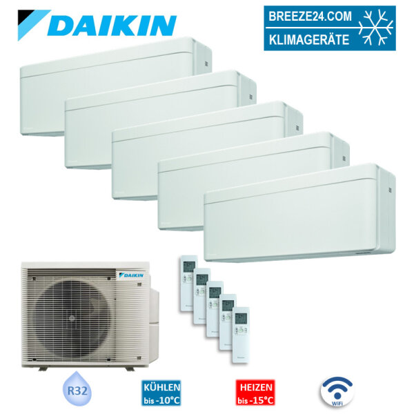 Daikin Set 3 x FTXA20CW + 2 x FTXA35CW + 5MXM90A2V1B(9/8) Wandgeräte Stylish WiFi 2,0/3,4 kW
