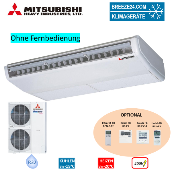 Mitsubishi Heavy Set Deckenunterbaugerät 10,0 kW - FDE100VH + FDC100VSX-W 400V Raumgröße 100 m² R32