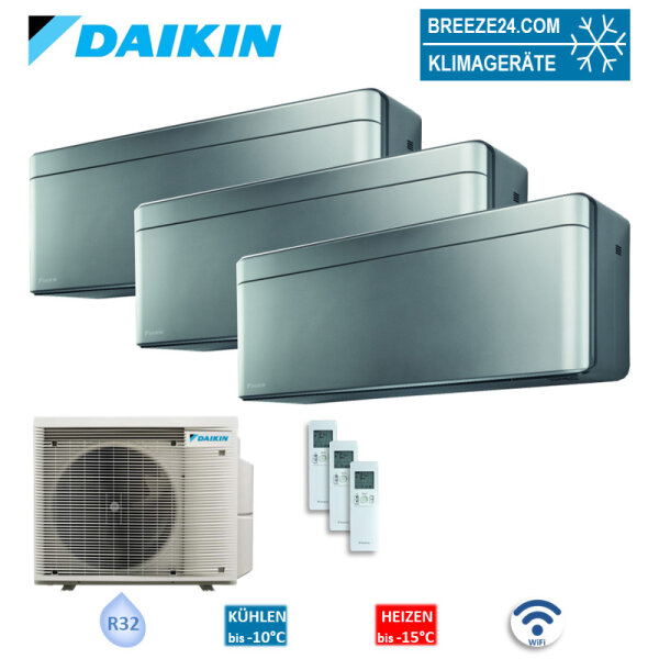 Daikin Set 2 x FTXA20BS + FTXA42BS + 3MXM68A8 Wandgeräte Stylish silber 2,0/4,2 kW | Auslaufmodell