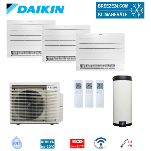 Daikin 4MWXM52A9 Multi+ Set 3 x Perfera WiFi Truhengeräte FVXM25B + Wassertank 90L  EKHWET90BV3