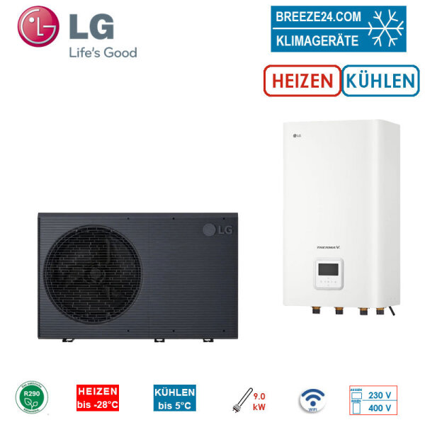 LG THERMA V Set Monobloc HM091HF.UB40 + HN1639HC.NK0 Hydromodul 9 kW | A: 230V I:400V | R290 | WiFi