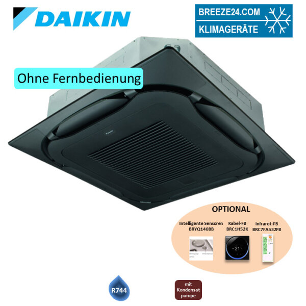 Daikin FXFN40B CO2 4-Wege-Deckenkassette 4,5 kW - VRV mit Standardblende schwarz BYCQ140EB | R744