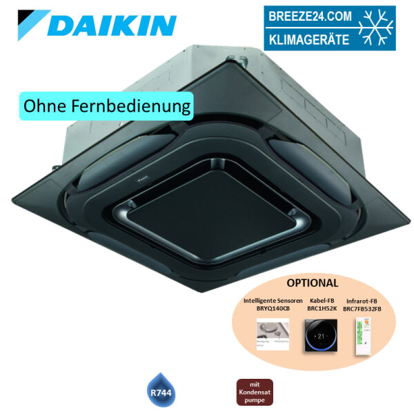Daikin FXFN40B CO2 4-Wege-Deckenkassette 4,5 kW - VRV mit Designblende schwarz BYCQ140EPB | R744