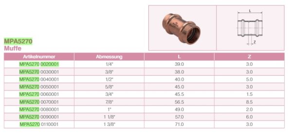 Conex IBP Löt Muffe MaxiPro Kupfer verschieden Größen, zöllig