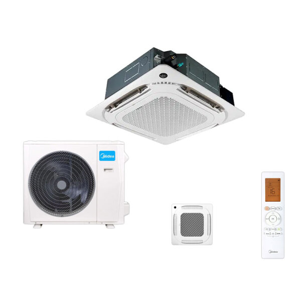 Midea Set MCD2-36HRFNX 4-Wege-Deckenkassette + Blende T-MBQ4-04AWD + MOD30-36HFN8-ME 10 kW 400 Volt