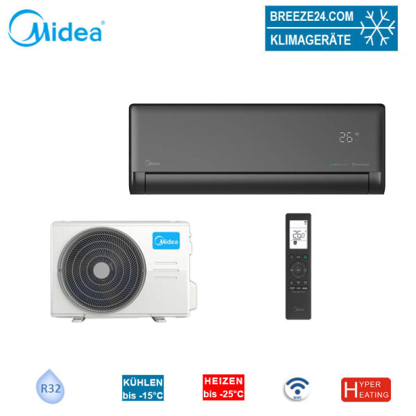 Midea Solstice Set EZB-18RD6-I + EZ-18RD6H-O black | Raum 50 - 55 m² | WiFi | 5.0 kW | 5.4 kW | R32