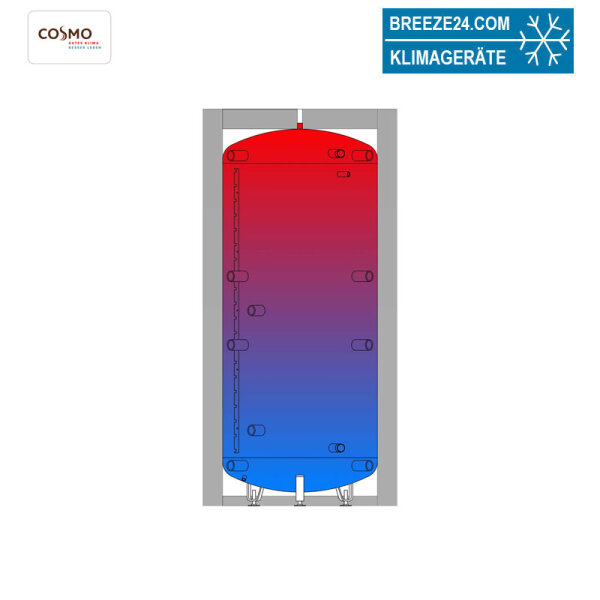 COSMO Hygiene-Pufferspeicher CPSHM2WT850 mit TWW-Wellrohr-WT mit 2 WT ohne Dämmung | 850 Liter