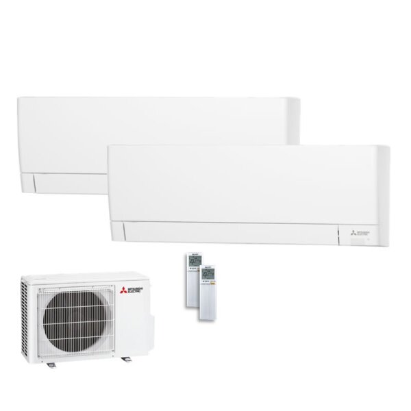 Mitsubishi Electric Set Wandgeräte Kompakt WiFi 2,0 kW 2 x MSZ-AY20VGKP + MXZ-2F53VF4 2