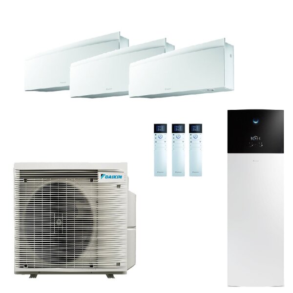 Kopie von Daikin 5MWXM68A9 Multi+ Set 3 x Emura Wandgeräte WiFi FTXJ20AW  + Warmwassertank 180L CKHWS180BV3