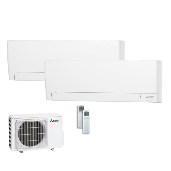 Mitsubishi Electric Set 2x MSZ- AY25VGKP + MXZ-2F53VF4 2 Wandgeräte Kompakt WiFi 2,5/4,2kW