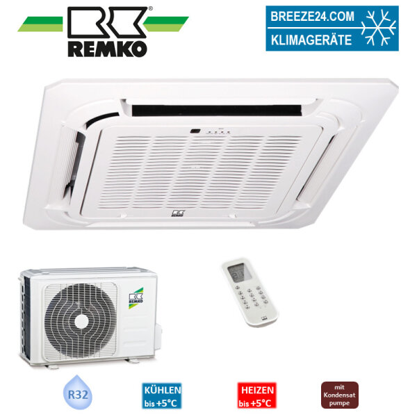 Remko Set 3,5 kW - RVD 355 DC Inv- 4-Wege-Deckenkassette Euroraster + Aussengerät R32 Klimaanlage