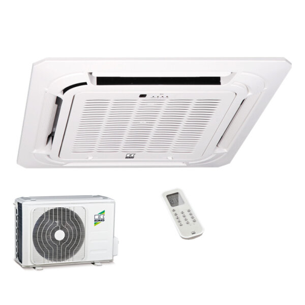 Remko Set 5,3 kW - RVD 525 DC Inv. 4-Wege-Deckenkassette Euroraster + Aussengerät R32 Klimaanlage