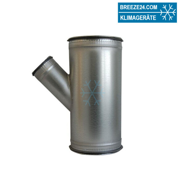 Wickelfalzrohr T-Stück 45° verzinkt mit Dichtung (DN 080/080 - 400/400)