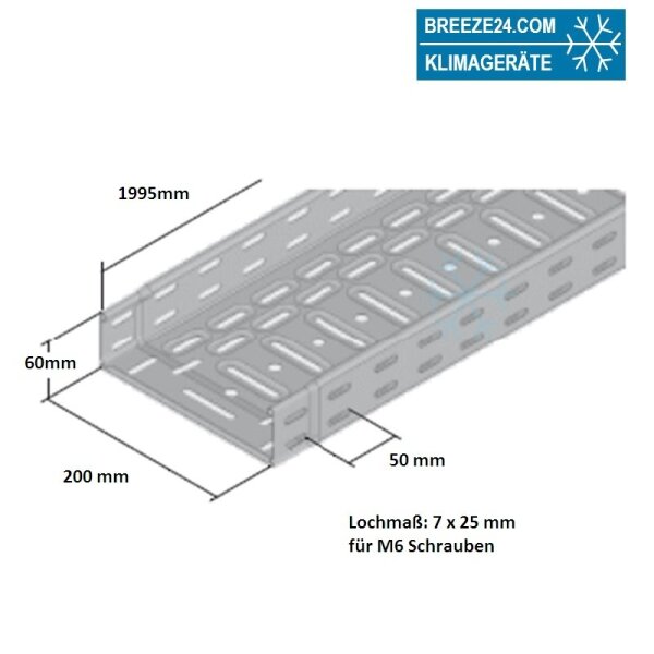 Metallkabelrinne 60 x 100 x 2000 mm verzinkt (mit/ohne Deckel)
